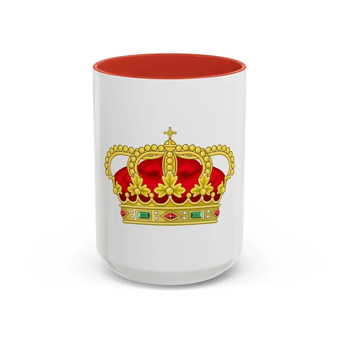 Heraldic Royal Crown of Portugal - Eight Arches - Accent Coffee Mug 15oz Red - Go Mug Yourself