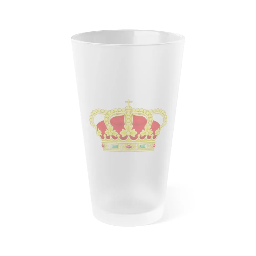 Heraldic Royal Crown of Portugal - Eight Arches - Frosted Pint Glass 16oz-16oz-Frosted-Go Mug Yourself