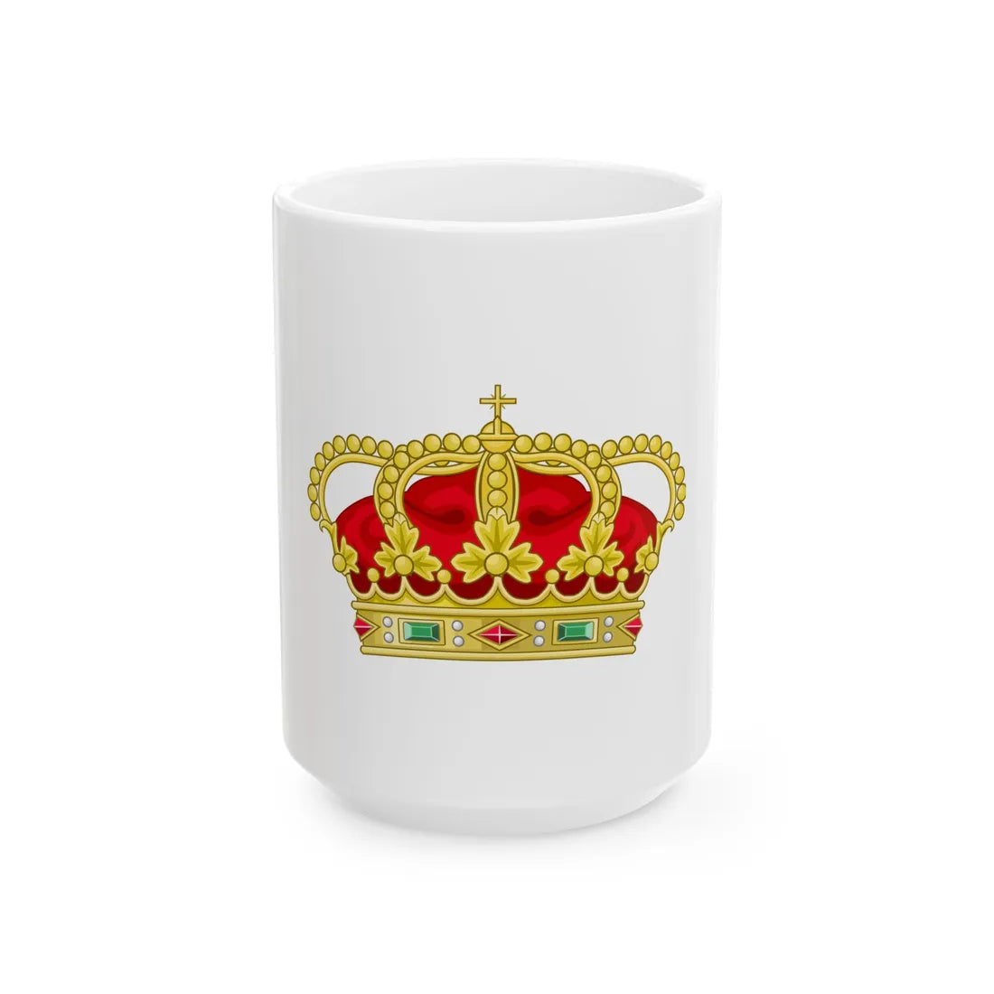 Heraldic Royal Crown of Portugal - Eight Arches - White Coffee Mug 15oz - Go Mug Yourself