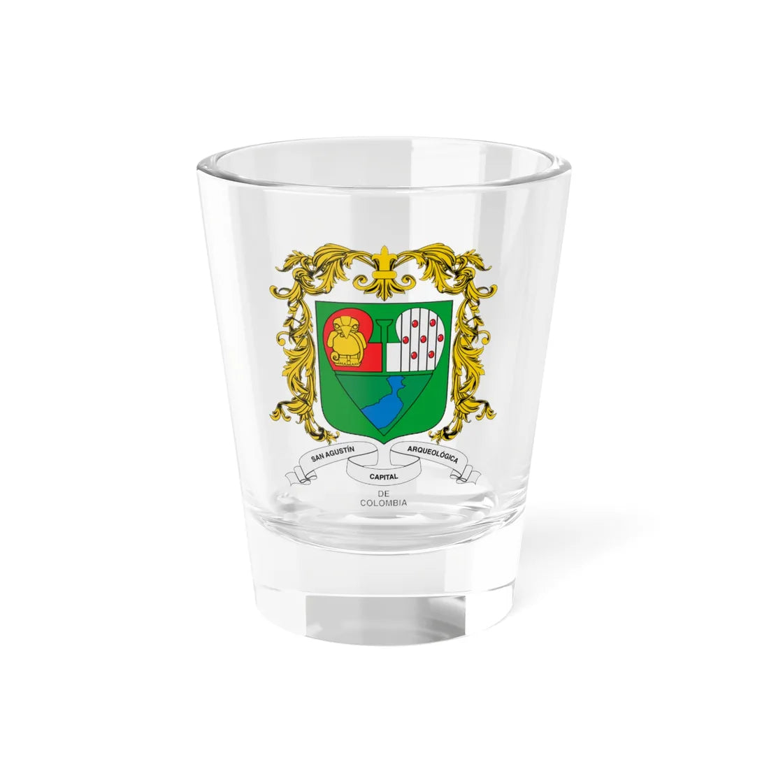 Heraldica Escudo de San Agustin Huila (Colombia) (Coat of Arms) Shot Glass 1.5oz 1.5oz - Go Mug Yourself