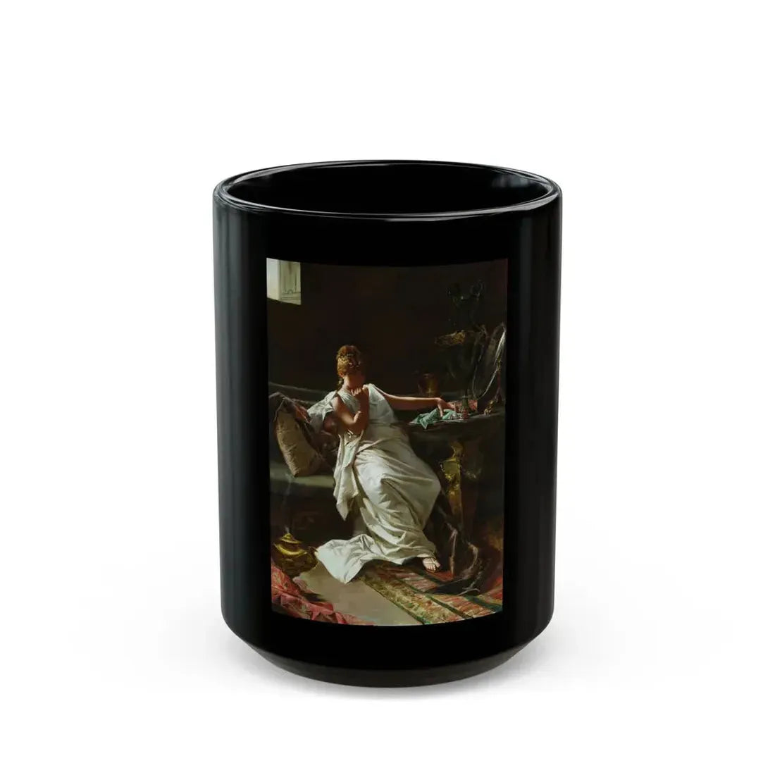 Herbert James Draper (1863-1920) Contemplation - c1900 - Black Coffee Mug 15oz - Go Mug Yourself