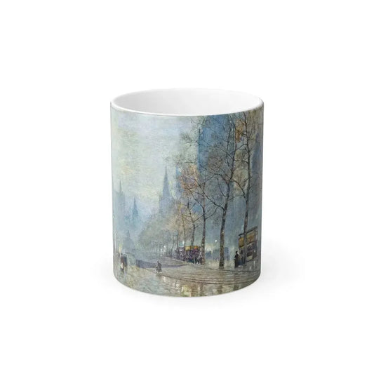 Herbert Menzies Marshall (1841-1913) A winter's evening on the Embankment with the Houses of Parliament -0 - Color Changing Mug 11oz 11oz - Go Mug Yourself