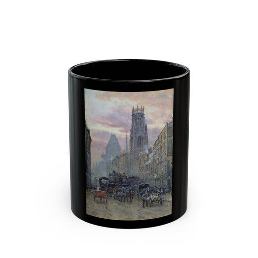 Herbert Menzies Marshall (1841-1913) Fleet Street - Black Coffee Mug-11oz-Go Mug Yourself