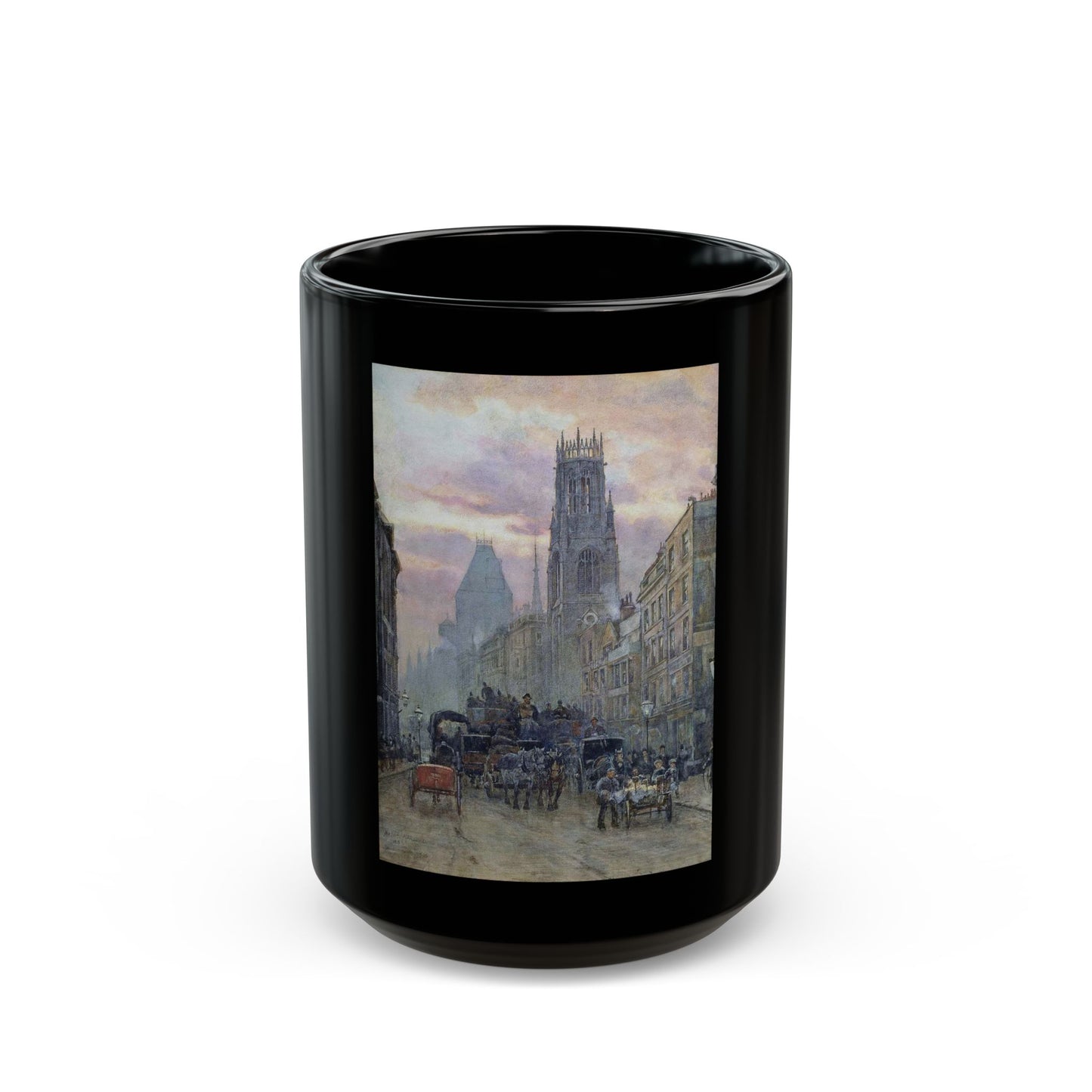 Herbert Menzies Marshall (1841-1913) Fleet Street - Black Coffee Mug-15oz-Go Mug Yourself