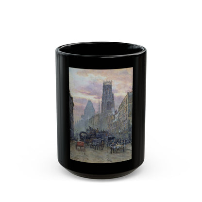 Herbert Menzies Marshall (1841-1913) Fleet Street - Black Coffee Mug-15oz-Go Mug Yourself