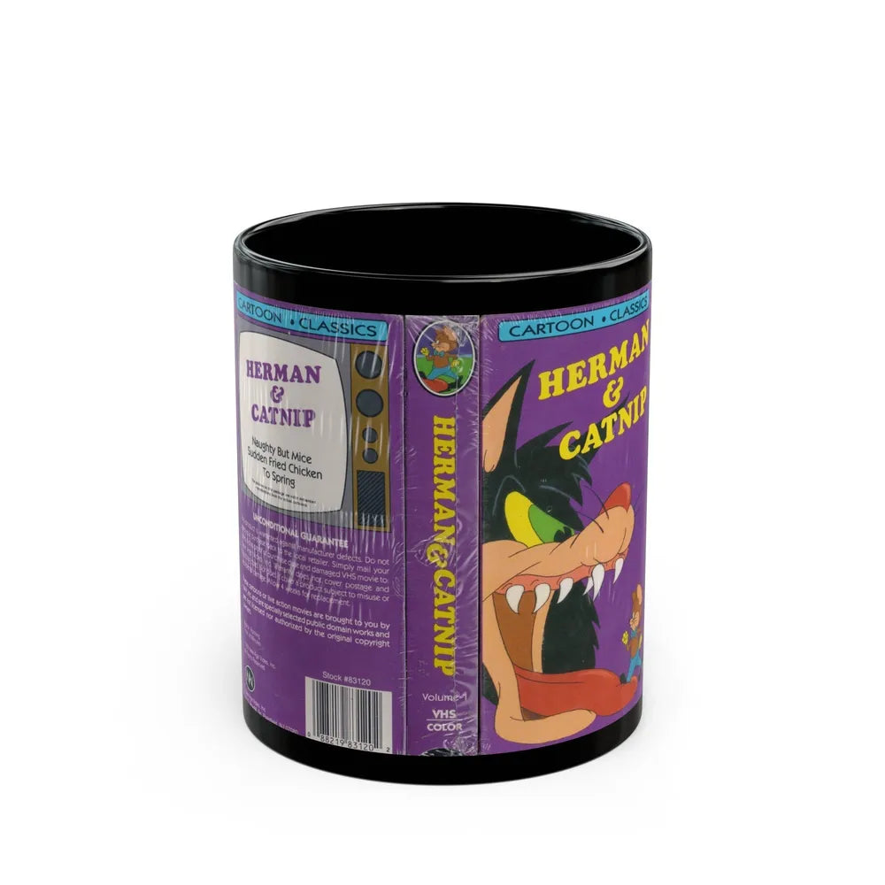 HERMAN AND CATNIP NAUGHTY BUT MICE (VHS COVER) - Black Coffee Mug-11oz-Go Mug Yourself