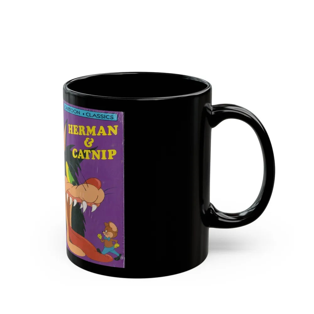 HERMAN AND CATNIP NAUGHTY BUT MICE (VHS COVER) - Black Coffee Mug-Go Mug Yourself