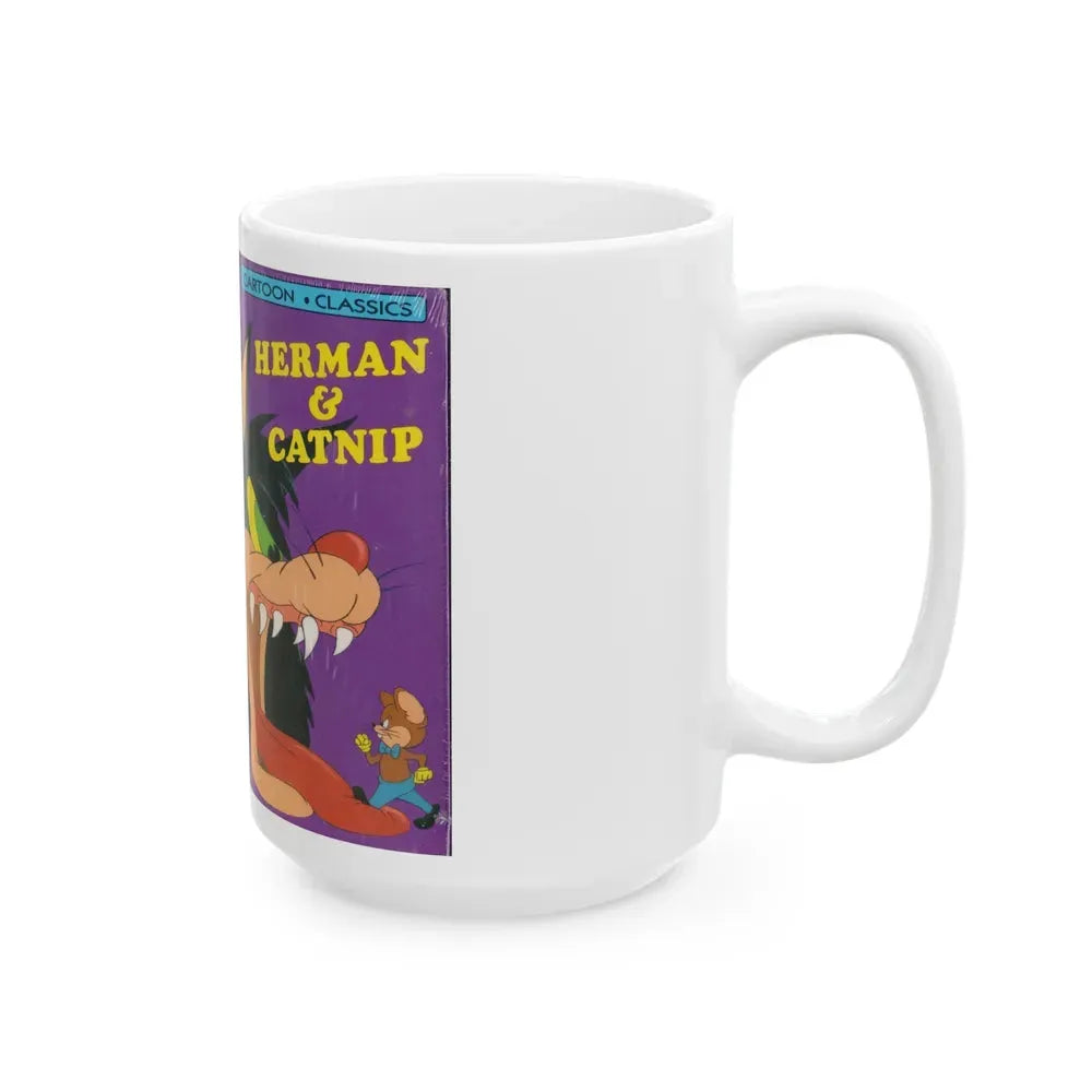 HERMAN AND CATNIP NAUGHTY BUT MICE (VHS COVER) - White Coffee Mug - Go Mug Yourself