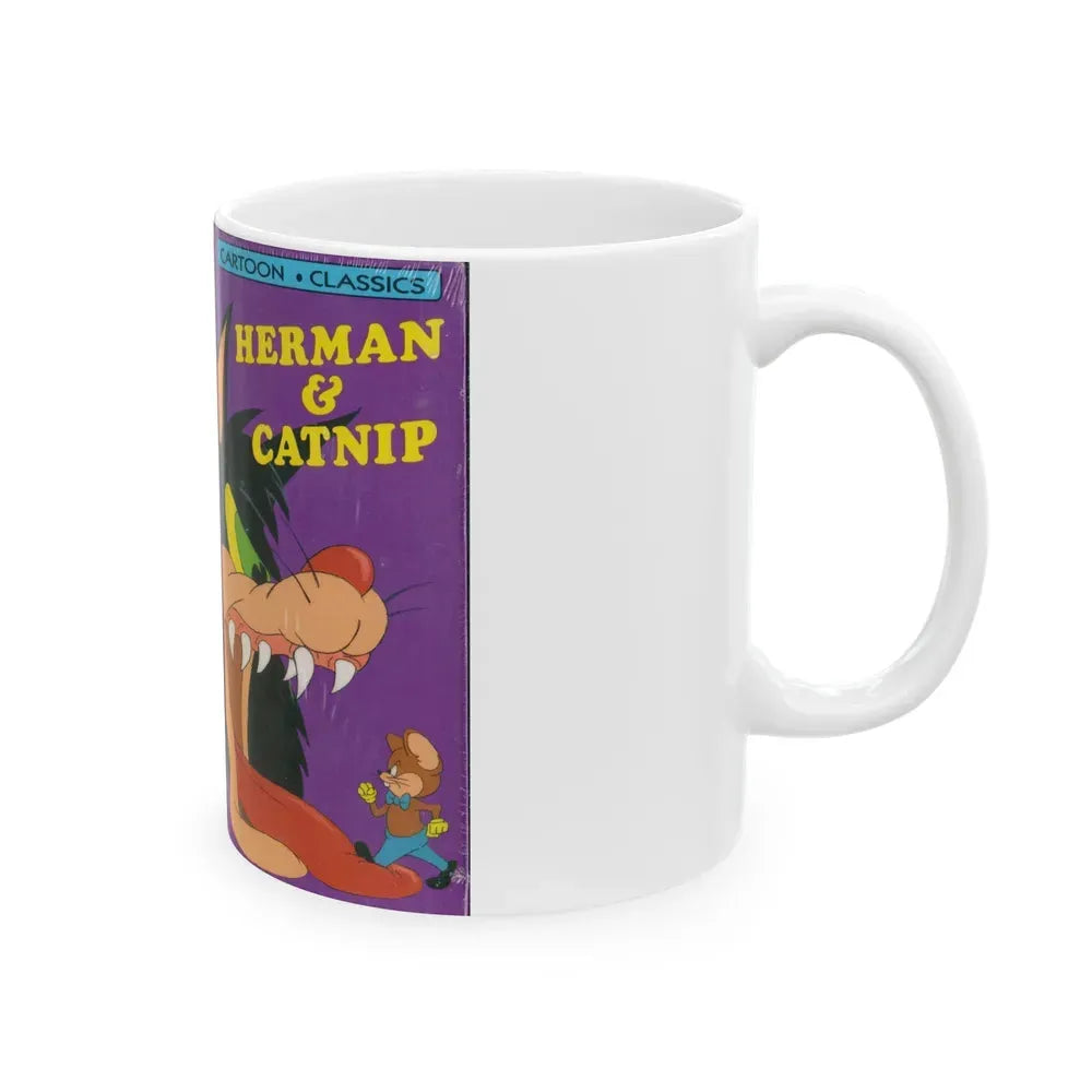 HERMAN AND CATNIP NAUGHTY BUT MICE (VHS COVER) - White Coffee Mug - Go Mug Yourself