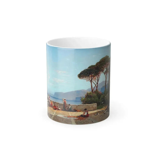 Hermann David Salomon Corrodi (1844-1905) A Terrace in Capri - Oil on Canvas - Color Changing Mug 11oz 11oz - Go Mug Yourself