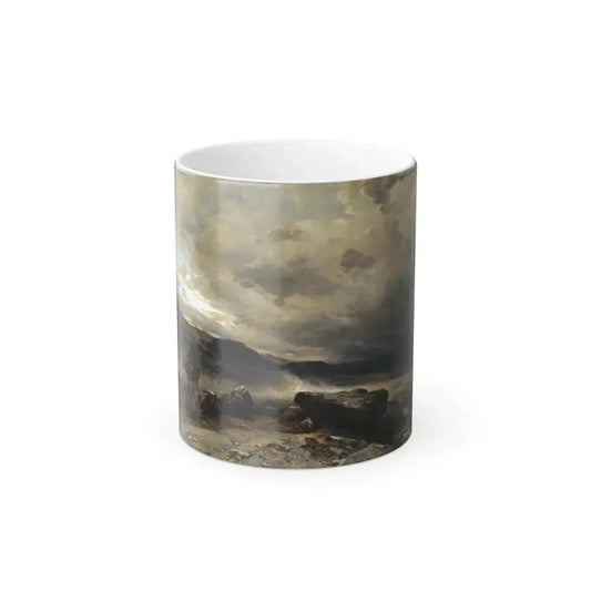 Hermann David Salomon Corrodi (1844-1905) Camel Train in a Sandstorm - Oil on Canvas - Color Changing Mug 11oz 11oz - Go Mug Yourself