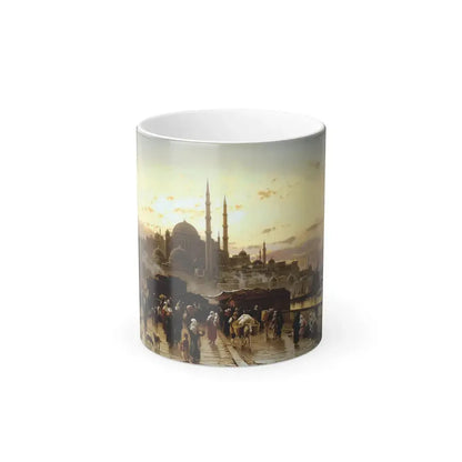 Hermann David Salomon Corrodi (1844-1905) Dusk on the Galata Bridge and the Yeni Valide Djami, Constant-0 - Color Changing Mug 11oz 11oz - Go Mug Yourself