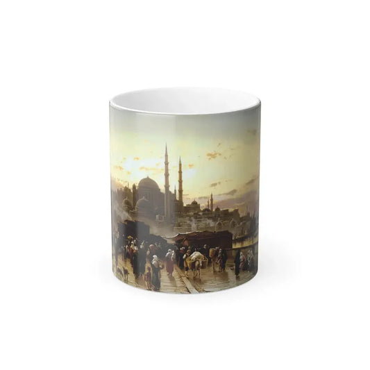 Hermann David Salomon Corrodi (1844-1905) Dusk on the Galata Bridge and the Yeni Valide Djami, Constant-0 - Color Changing Mug 11oz 11oz - Go Mug Yourself