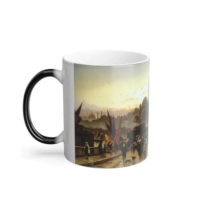 Hermann David Salomon Corrodi (1844-1905) Dusk on the Galata Bridge and the Yeni Valide Djami, Constant-0 - Color Changing Mug 11oz - Go Mug Yourself
