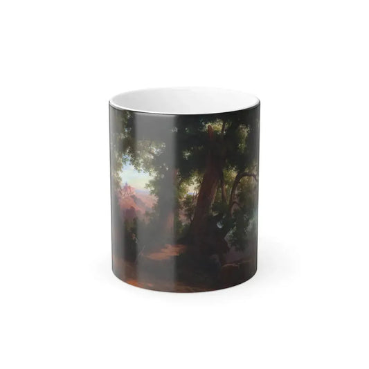 Hermann Julius Schlegel (1825-1884) Landscape with Traveller, with a View of Castel Gandolfo in the Back-0 - Color Changing Mug 11oz 11oz - Go Mug Yourself