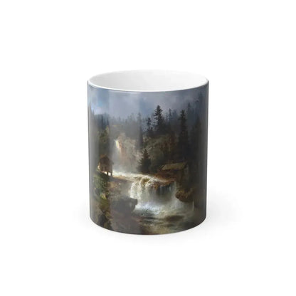 Hermann Ottomar Herzog (1832-1932) Figures Before a Mill in a Mountainous River Landscape (At the Mill -0 - Color Changing Mug 11oz 11oz - Go Mug Yourself