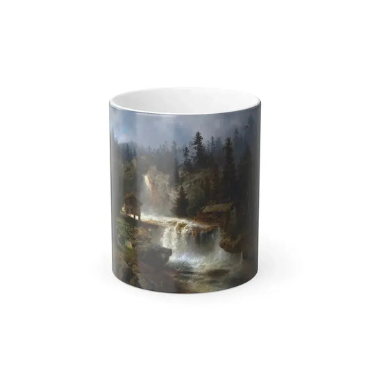 Hermann Ottomar Herzog (1832-1932) Figures Before a Mill in a Mountainous River Landscape (At the Mill -0 - Color Changing Mug 11oz 11oz - Go Mug Yourself