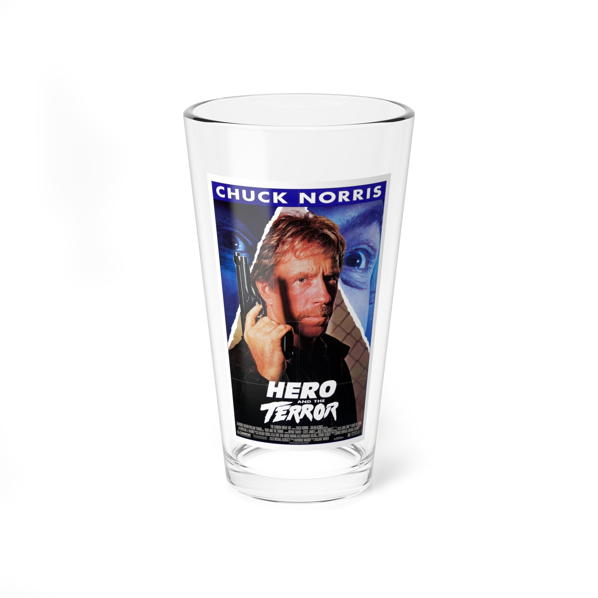 HERO AND THE TERROR 1988 Movie Poster - Pint Glass 16oz-16oz-Go Mug Yourself