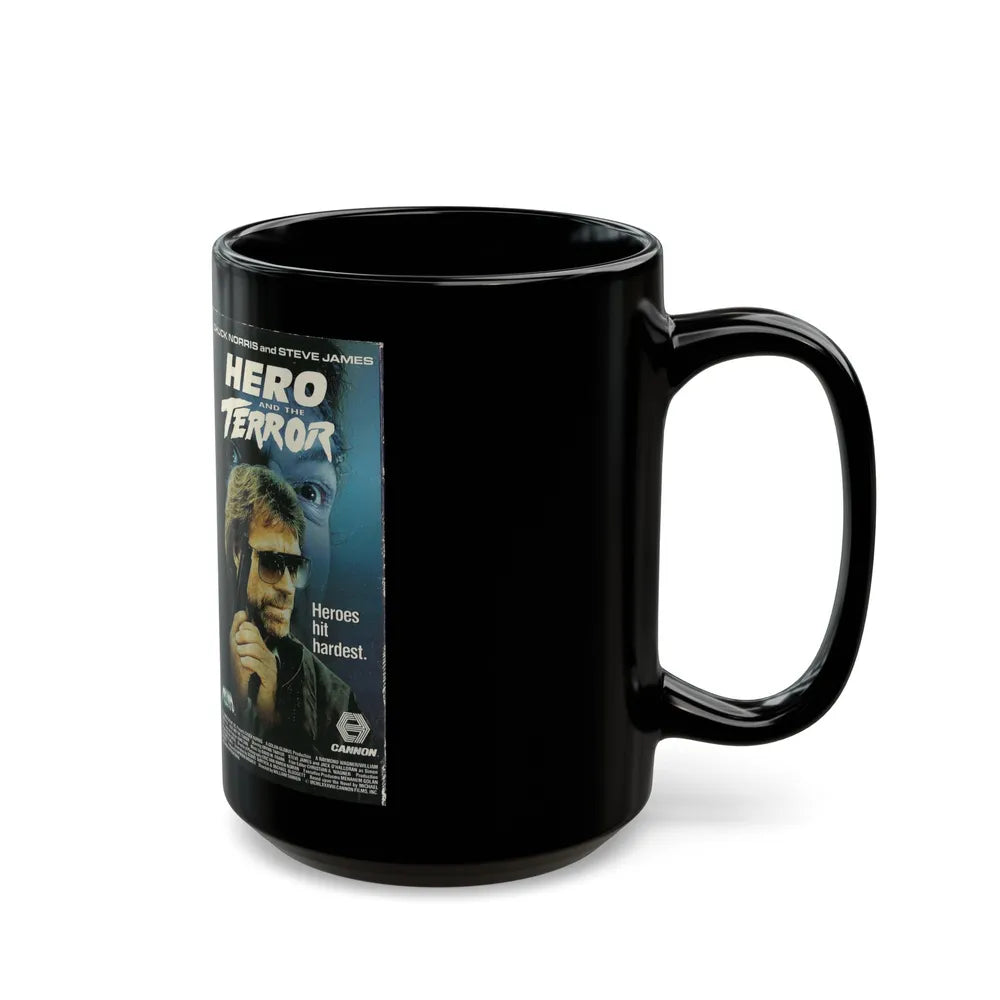 HERO AND THE TERROR CHUCK NORRIS STEVE JAMES (VHS COVER) - Black Coffee Mug-Go Mug Yourself