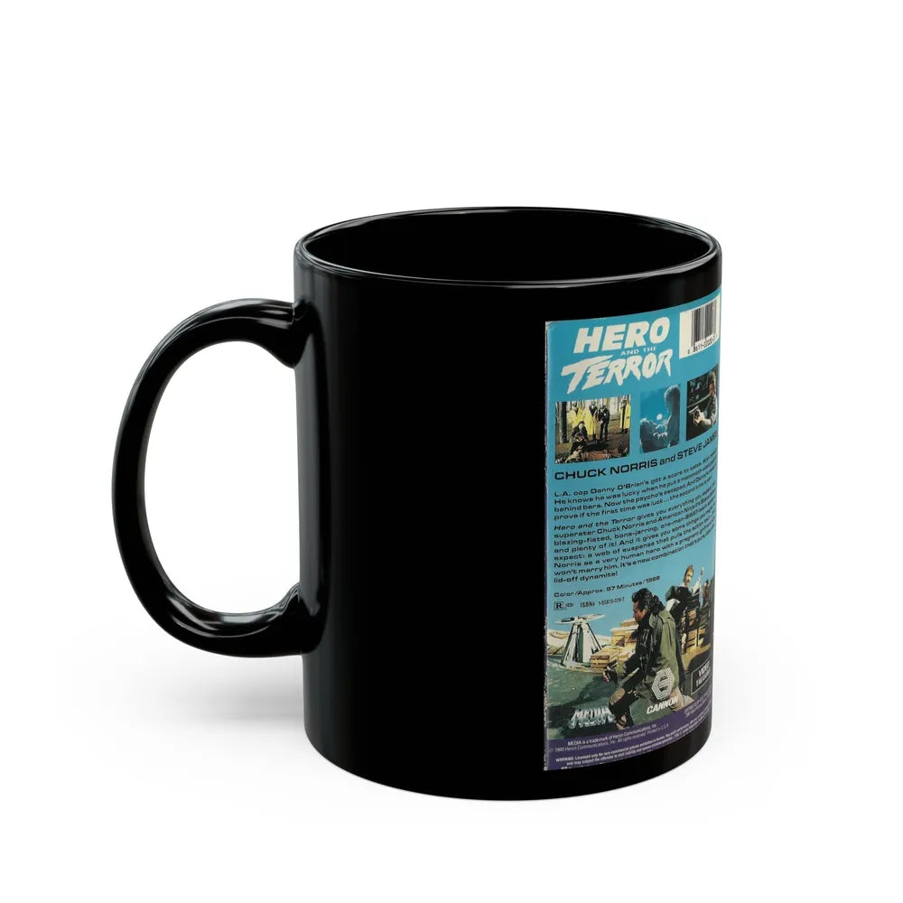 HERO AND THE TERROR CHUCK NORRIS STEVE JAMES (VHS COVER) - Black Coffee Mug-Go Mug Yourself