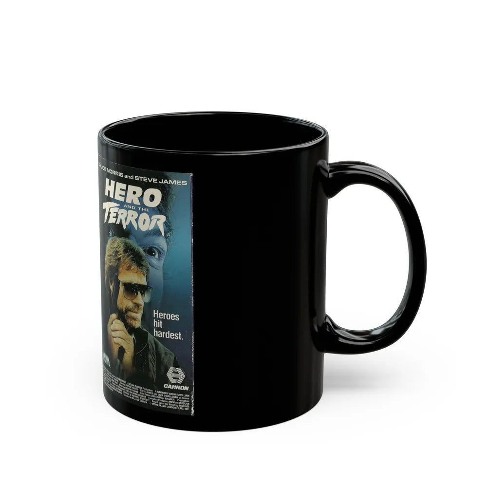 HERO AND THE TERROR CHUCK NORRIS STEVE JAMES (VHS COVER) - Black Coffee Mug-Go Mug Yourself