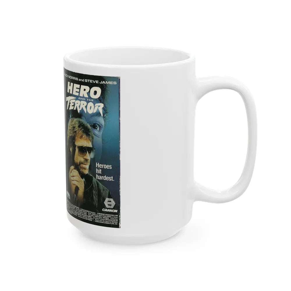 HERO AND THE TERROR CHUCK NORRIS STEVE JAMES (VHS COVER) - White Coffee Mug-Go Mug Yourself