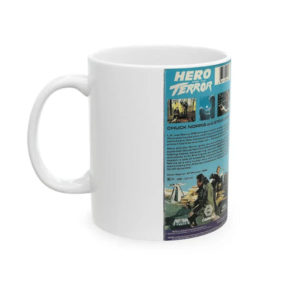 HERO AND THE TERROR CHUCK NORRIS STEVE JAMES (VHS COVER) - White Coffee Mug - Go Mug Yourself