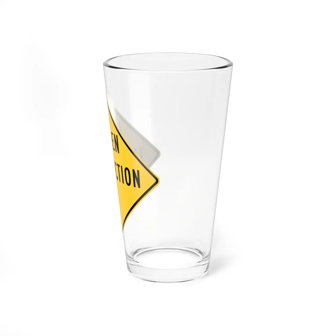 HIDDEN INTERSECTION MUTCD-DE W11-16-DE (Delaware) (Road Sign) Pint Glass 16oz - Go Mug Yourself