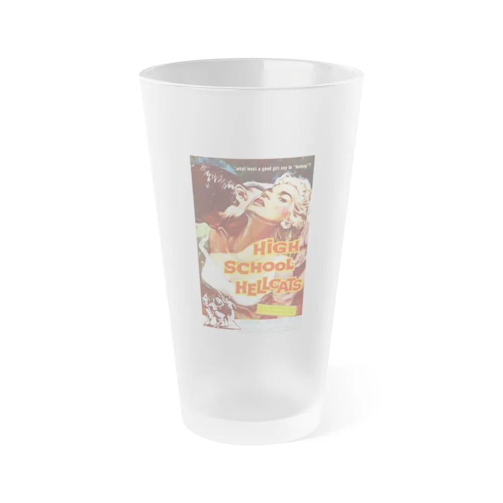 HIGH SCHOOL HELLCATS 1958 Movie Poster - Frosted Pint Glass 16oz-16oz-Frosted-Go Mug Yourself