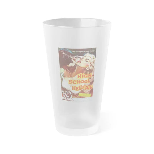 HIGH SCHOOL HELLCATS 1958 Movie Poster - Frosted Pint Glass 16oz 16oz Frosted - Go Mug Yourself