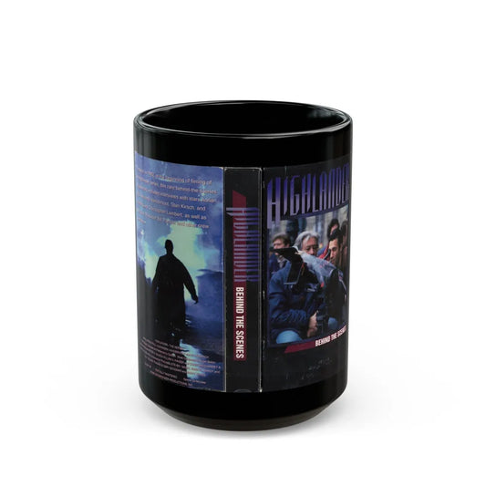 HIGHLANDER BEHIND THE SCENES (VHS COVER) - Black Coffee Mug-15oz-Go Mug Yourself