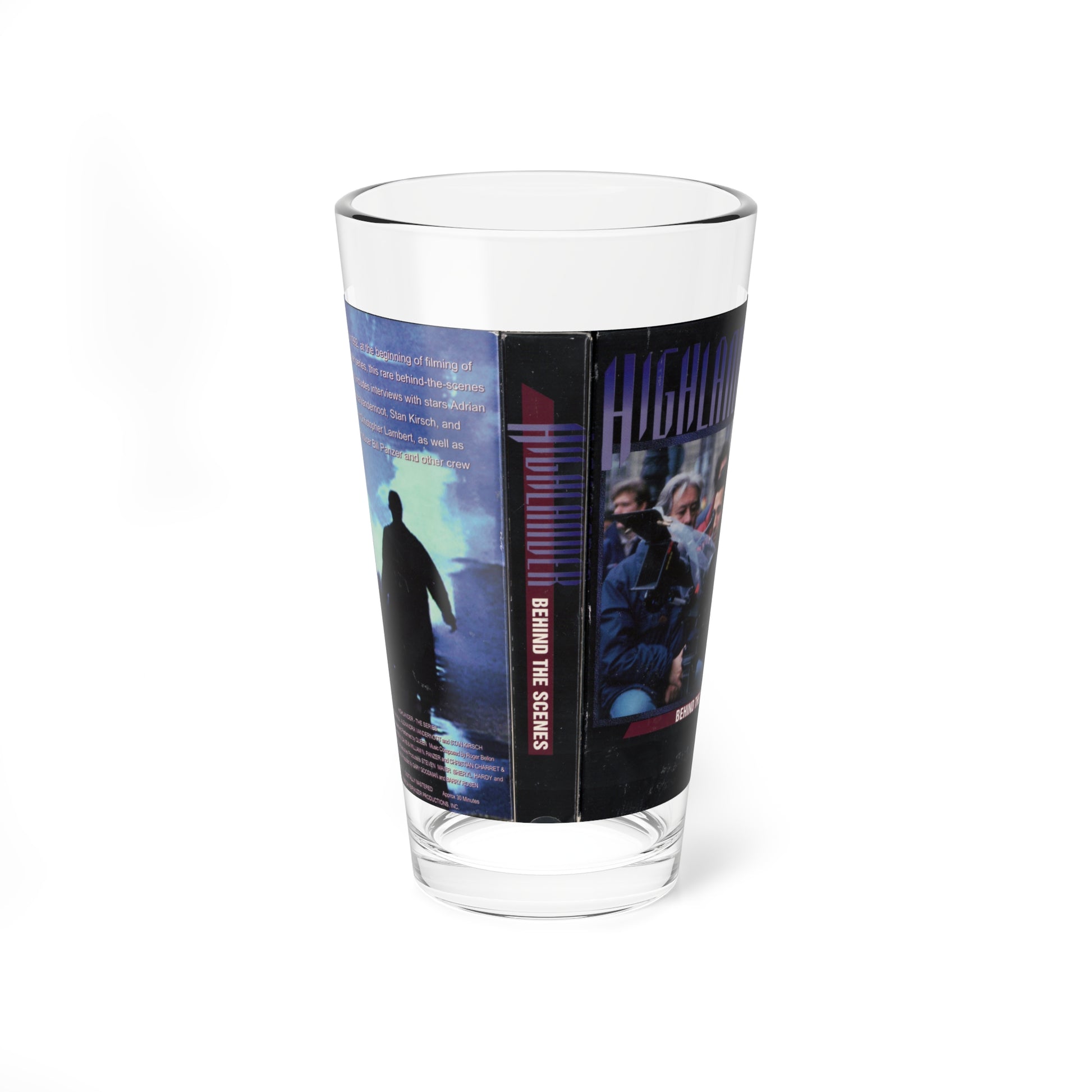 HIGHLANDER BEHIND THE SCENES (VHS COVER) Pint Glass 16oz-16oz-Go Mug Yourself