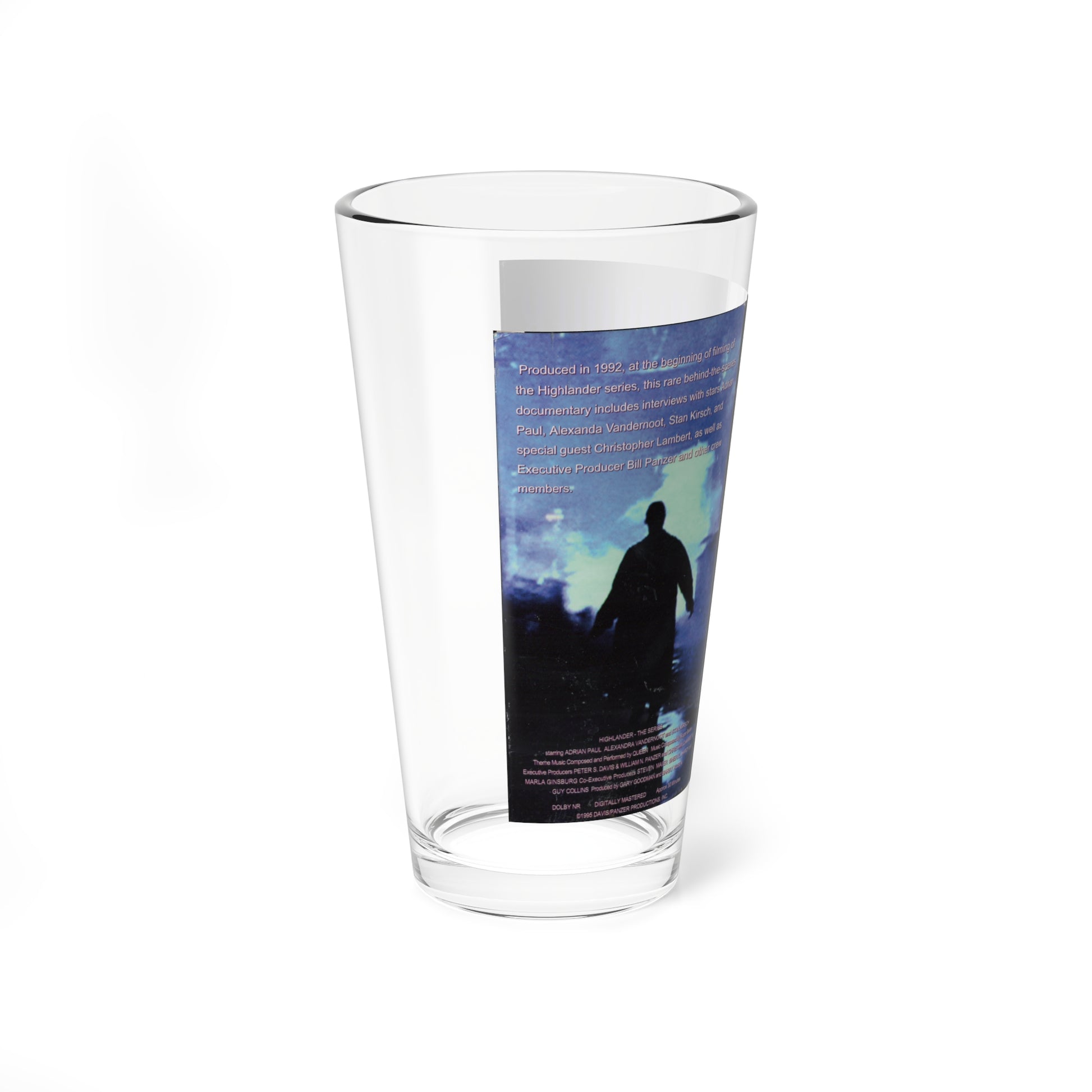 HIGHLANDER BEHIND THE SCENES (VHS COVER) Pint Glass 16oz-Go Mug Yourself