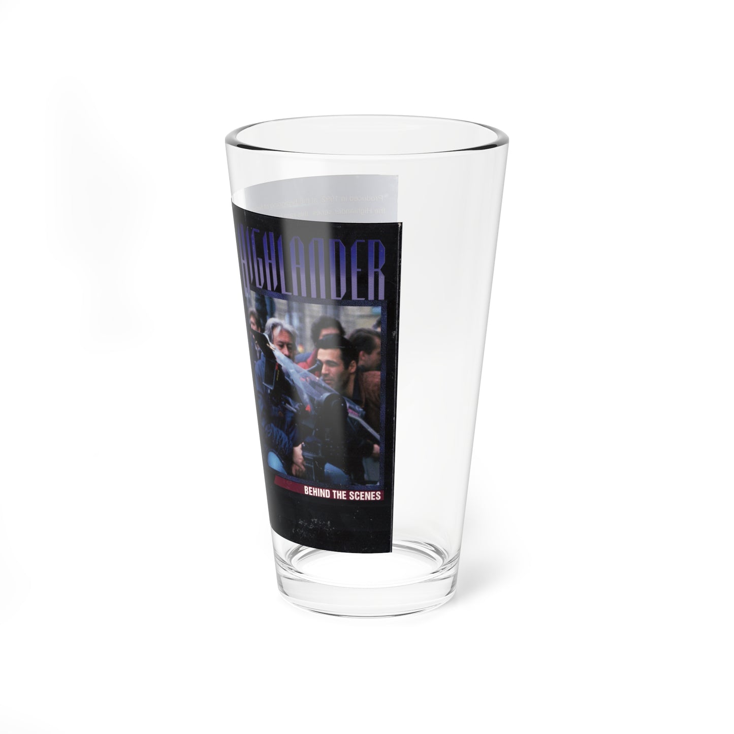 HIGHLANDER BEHIND THE SCENES (VHS COVER) Pint Glass 16oz-Go Mug Yourself