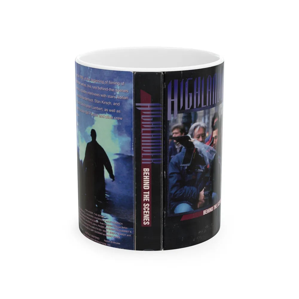 HIGHLANDER BEHIND THE SCENES (VHS COVER) - White Coffee Mug-11oz-Go Mug Yourself