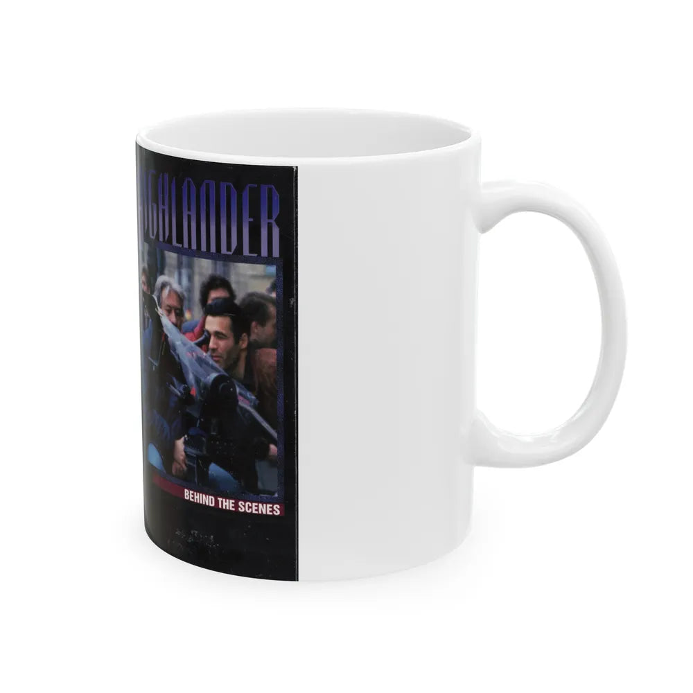 HIGHLANDER BEHIND THE SCENES (VHS COVER) - White Coffee Mug-Go Mug Yourself