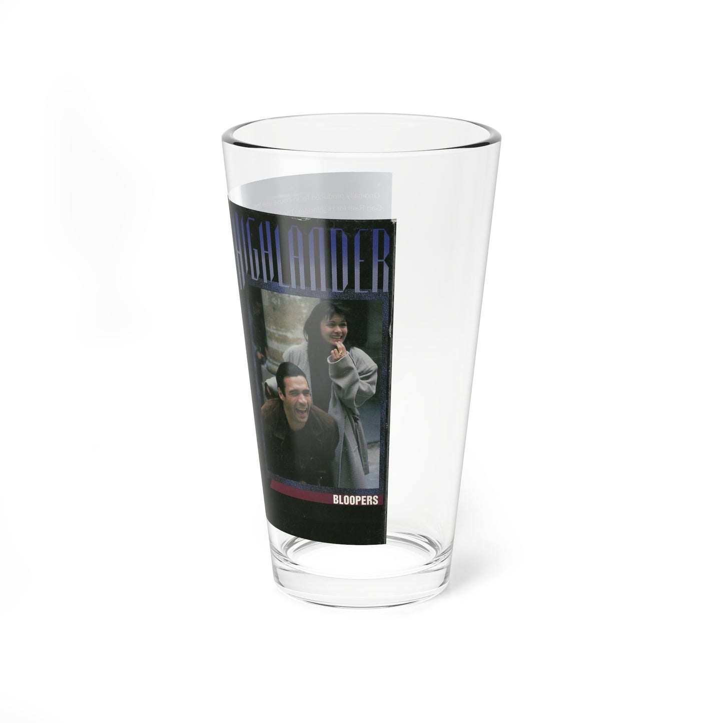 HIGHLANDER BLOOPERS (VHS COVER) Pint Glass 16oz-Go Mug Yourself