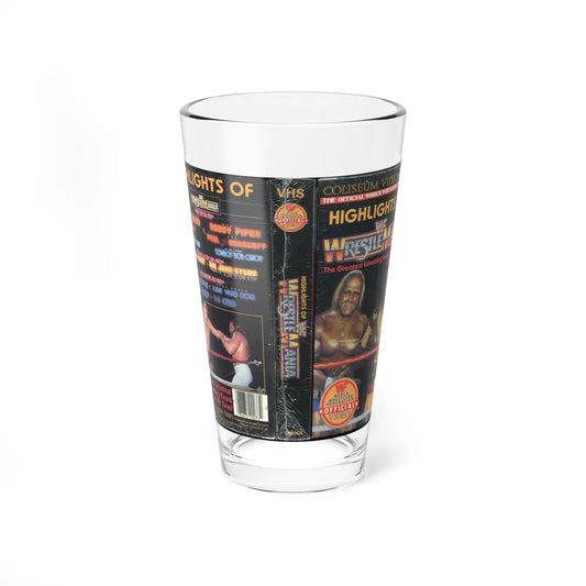 HIGHLIGHTS OFWRESTLE MANIA WWF (VHS COVER) Pint Glass 16oz 16oz - Go Mug Yourself