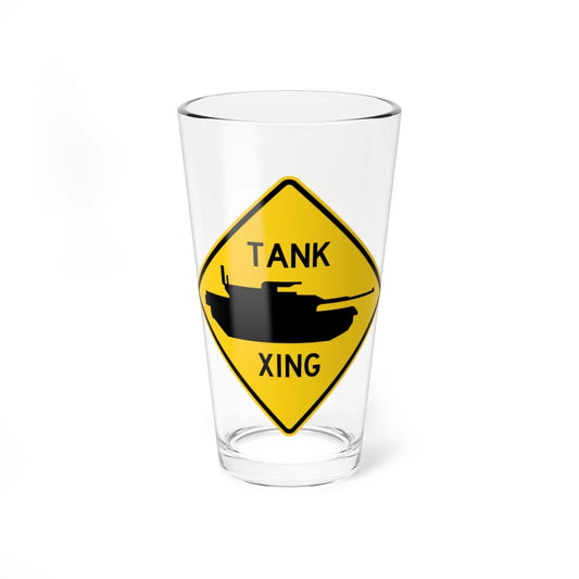 Hinesville Georgia tank xing sign (Georgia) (Road Sign) Pint Glass 16oz 16oz - Go Mug Yourself