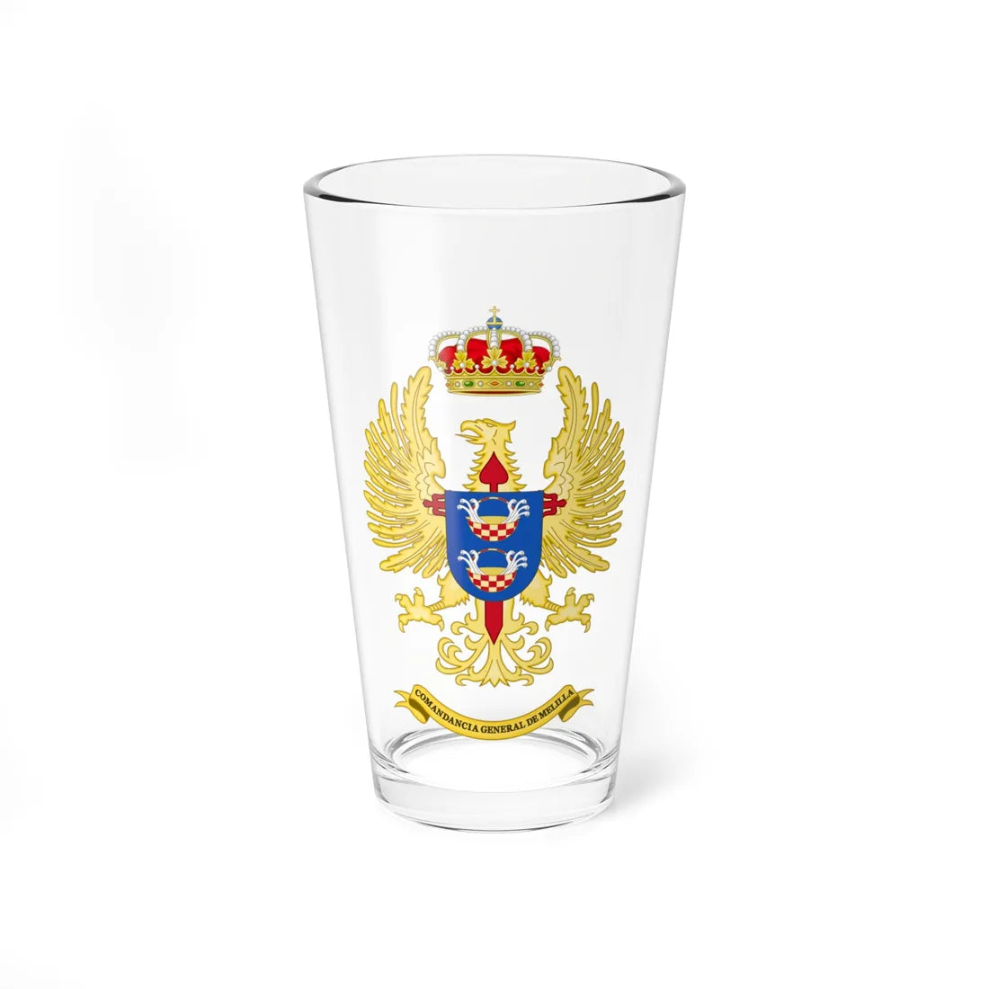 Historic Coat of Arms of Melilla General Command Until 1984 (Spain) (Coat of Arms) Pint Glass 16oz 16oz - Go Mug Yourself