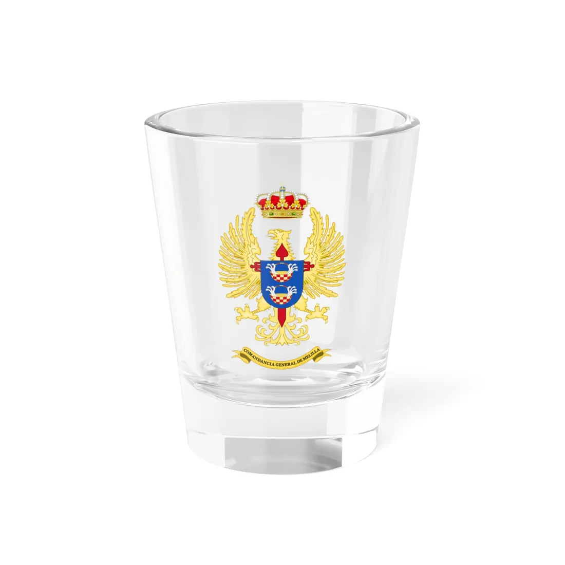 Historic Coat of Arms of Melilla General Command Until 1984 (Spain) (Coat of Arms) Shot Glass 1.5oz 1.5oz - Go Mug Yourself