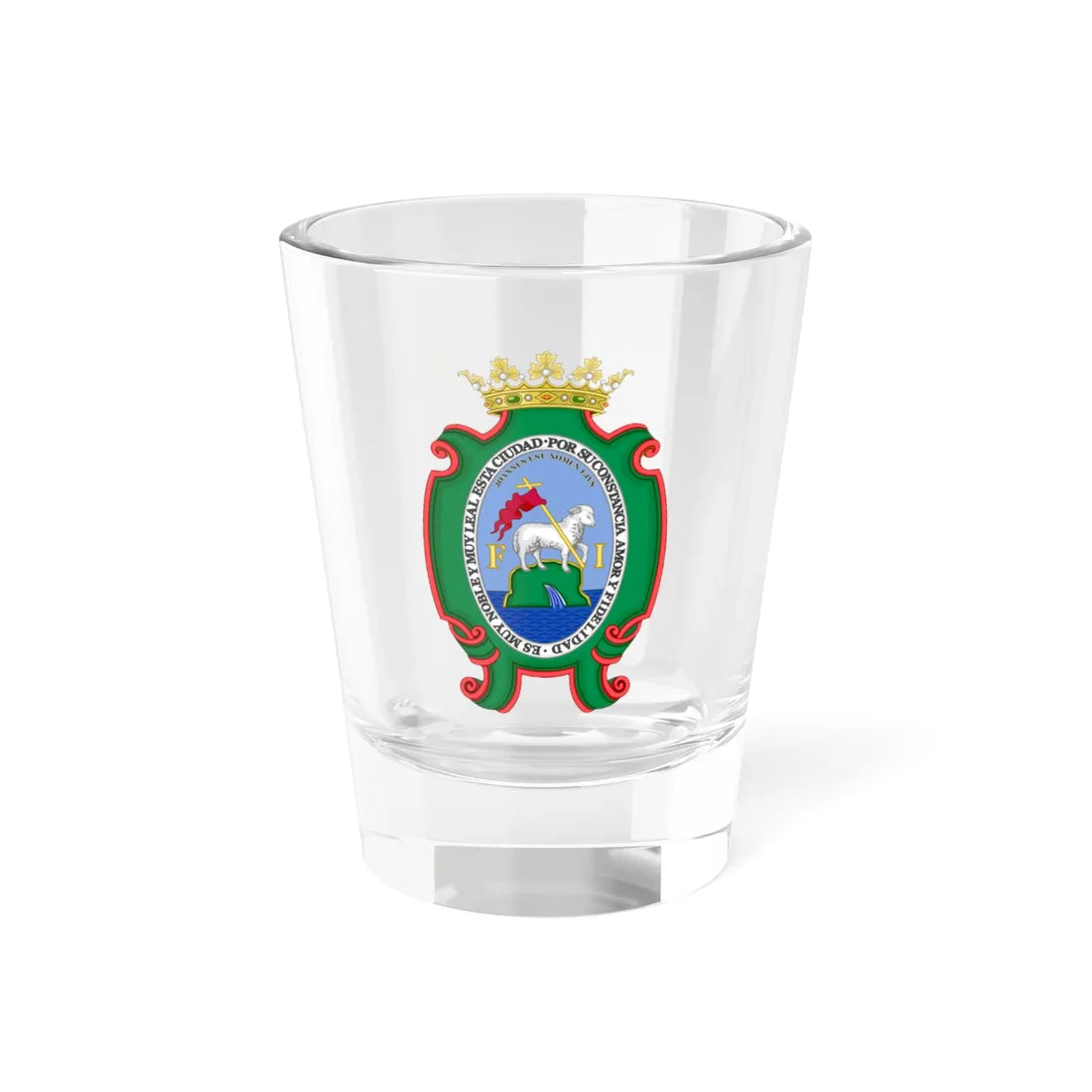 Historic Coat of Arms of San Juan Puerto Rico-Spanish Rule (Puerto Rico) (Coat of Arms) Shot Glass 1.5oz 1.5oz - Go Mug Yourself