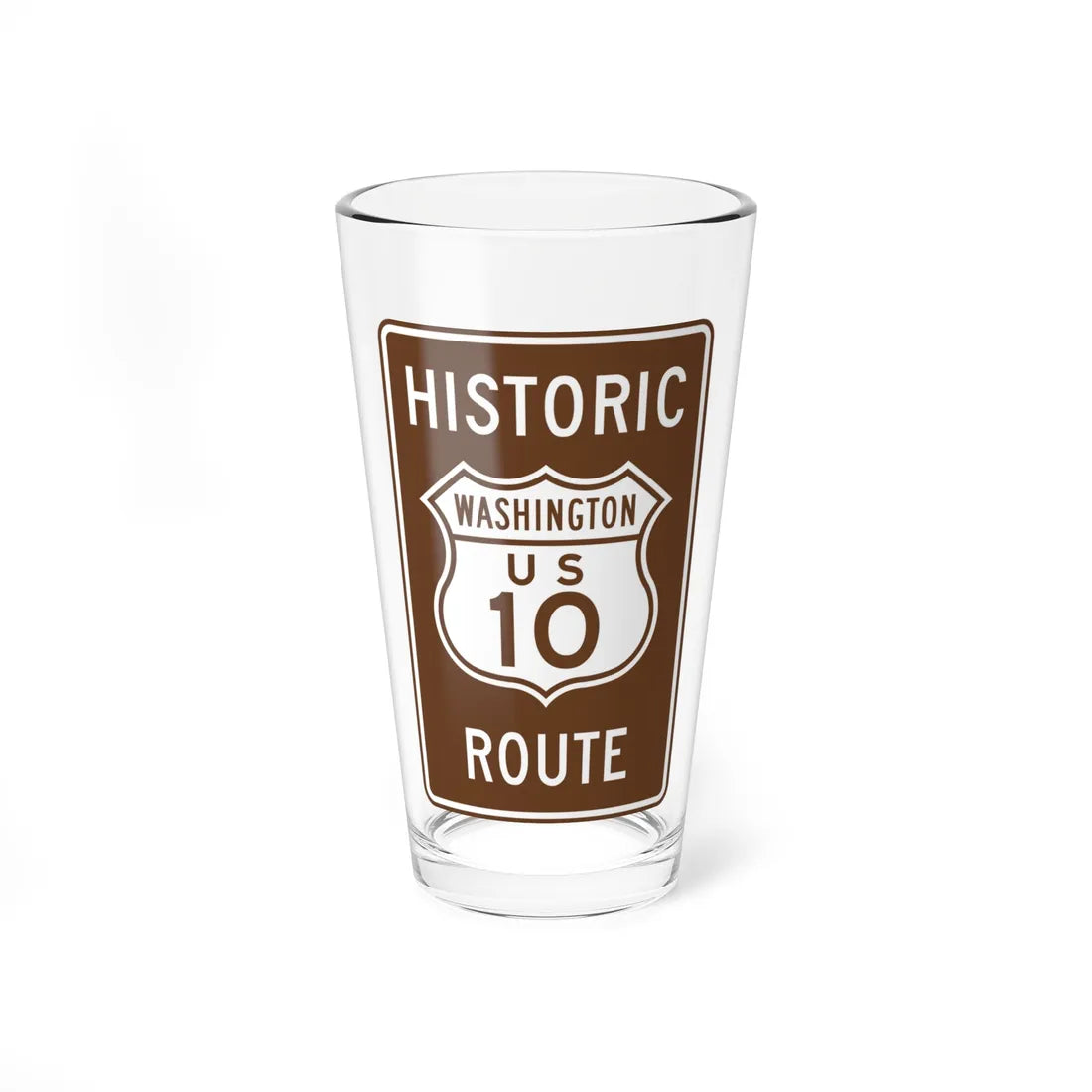 Historic US 10 Washington (Washington) (Road Sign) Pint Glass 16oz 16oz - Go Mug Yourself