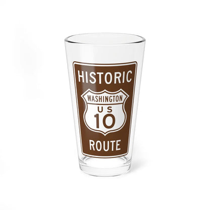 Historic US 10 Washington (Washington) (Road Sign) Pint Glass 16oz 16oz - Go Mug Yourself