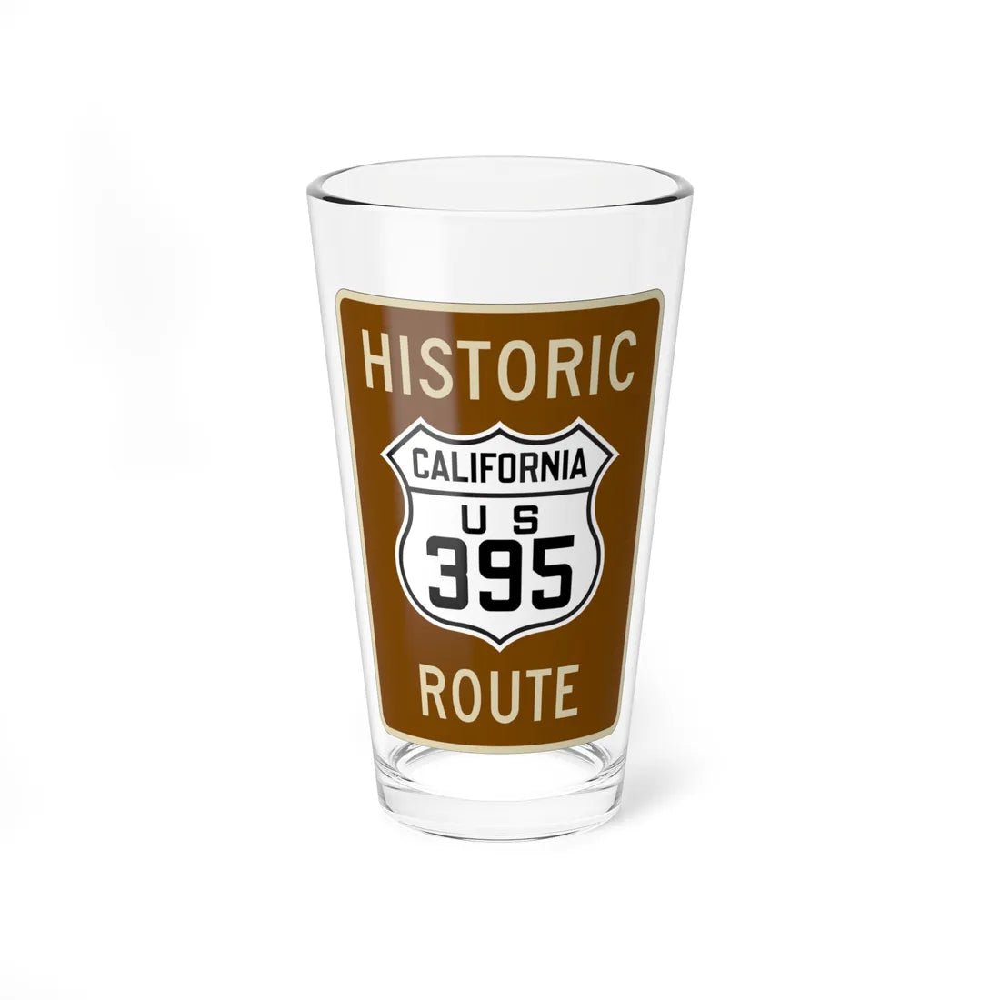 Historic US 395 1934 CA (California) (Road Sign) Pint Glass 16oz 16oz - Go Mug Yourself