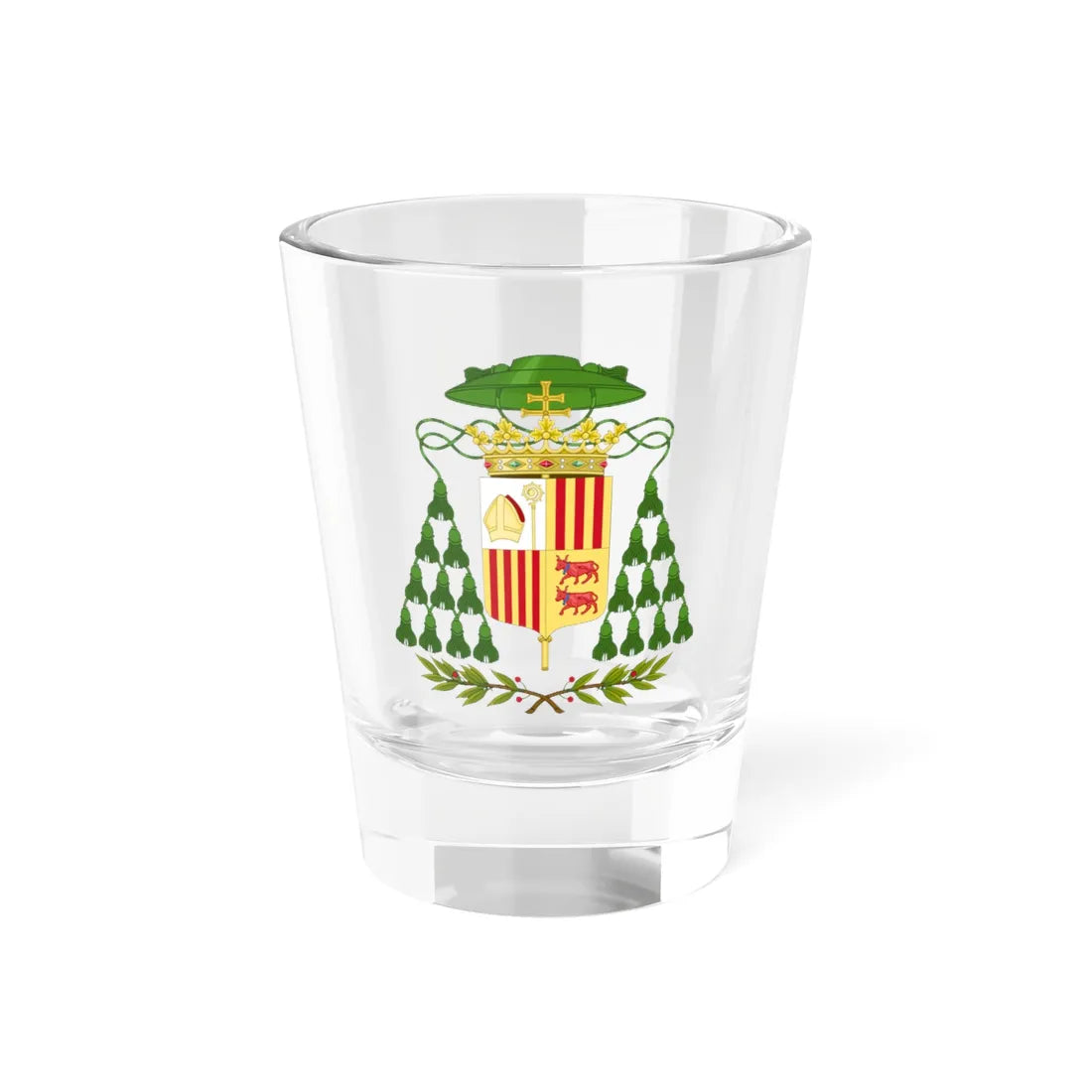 Historical Coat of Arms of Ecclesiastic Co-Prince of Andorra (Andorra) (Coat of Arms) Shot Glass 1.5oz 1.5oz - Go Mug Yourself