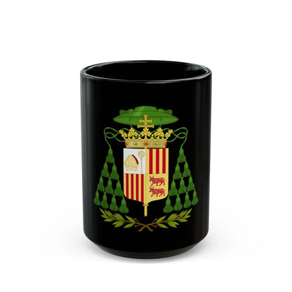 Historical Coat of Arms of Ecclesiastic Co-Prince of Andorra - Black Coffee Mug-15oz-Go Mug Yourself