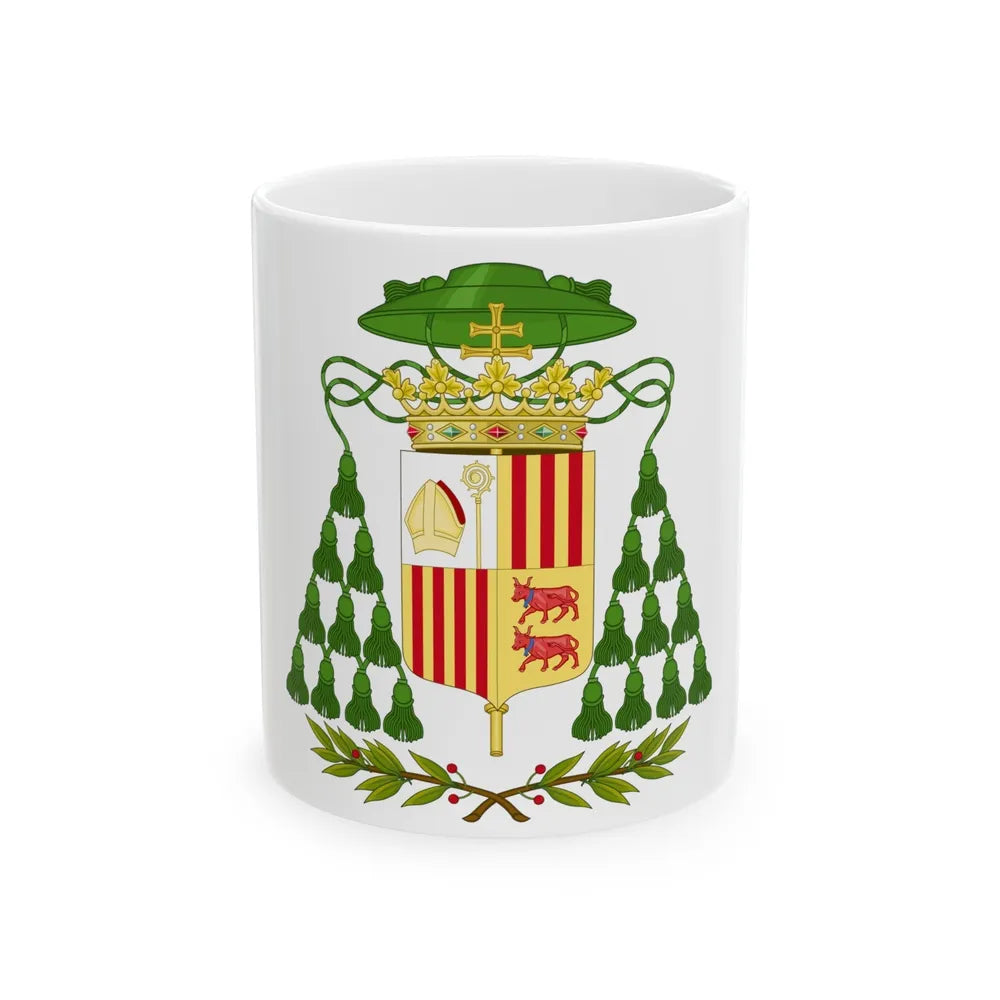 Historical Coat of Arms of Ecclesiastic Co-Prince of Andorra - White Coffee Mug-11oz-Go Mug Yourself