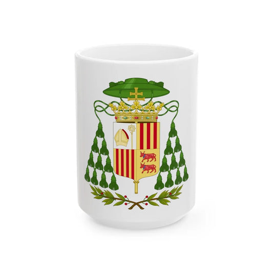 Historical Coat of Arms of Ecclesiastic Co-Prince of Andorra - White Coffee Mug-15oz-Go Mug Yourself