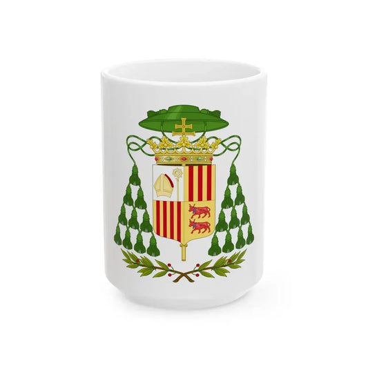 Historical Coat of Arms of Ecclesiastic Co-Prince of Andorra - White Coffee Mug 15oz - Go Mug Yourself